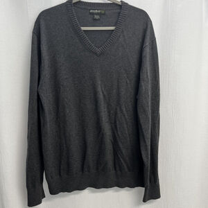 Eddie Bauer Mens Cotton Cashmere Gray V Neck Sweater. XL